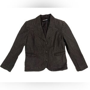 Requirements Metallic Denim Blazer Jacket Women’s Charcoal Silver Thread
